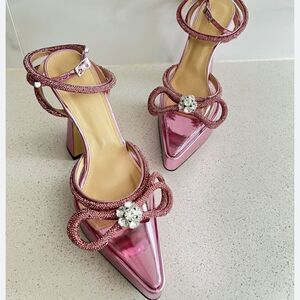 MACH & MACH Double Crystal Bow Platform Pump Pink *please see all pictures